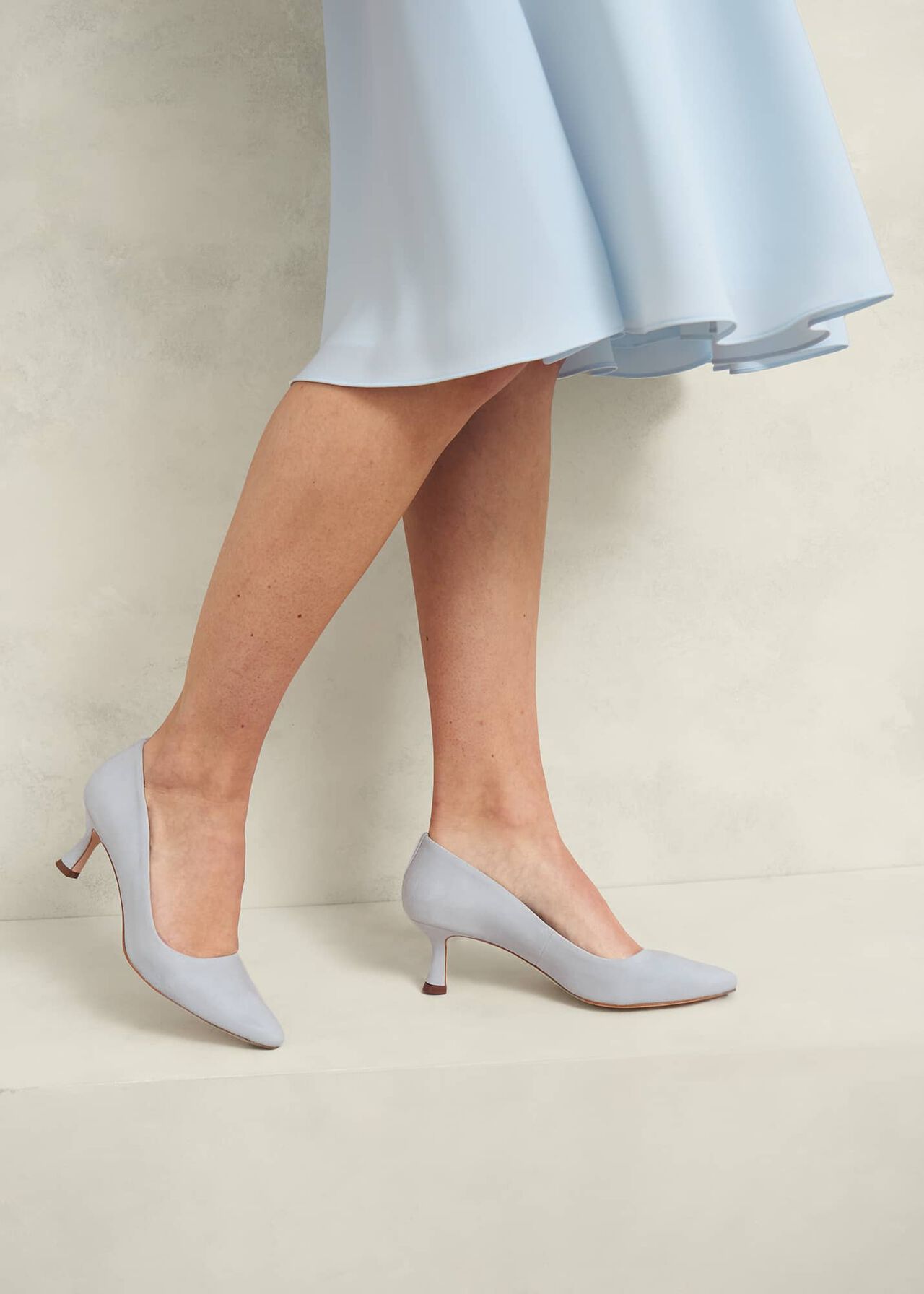 Esther Suede Court Shoes, Pale Blue, hi-res