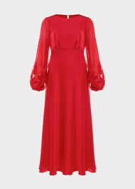 Lenora Silk Fit And Flare Dress, Poppy Red, hi-res