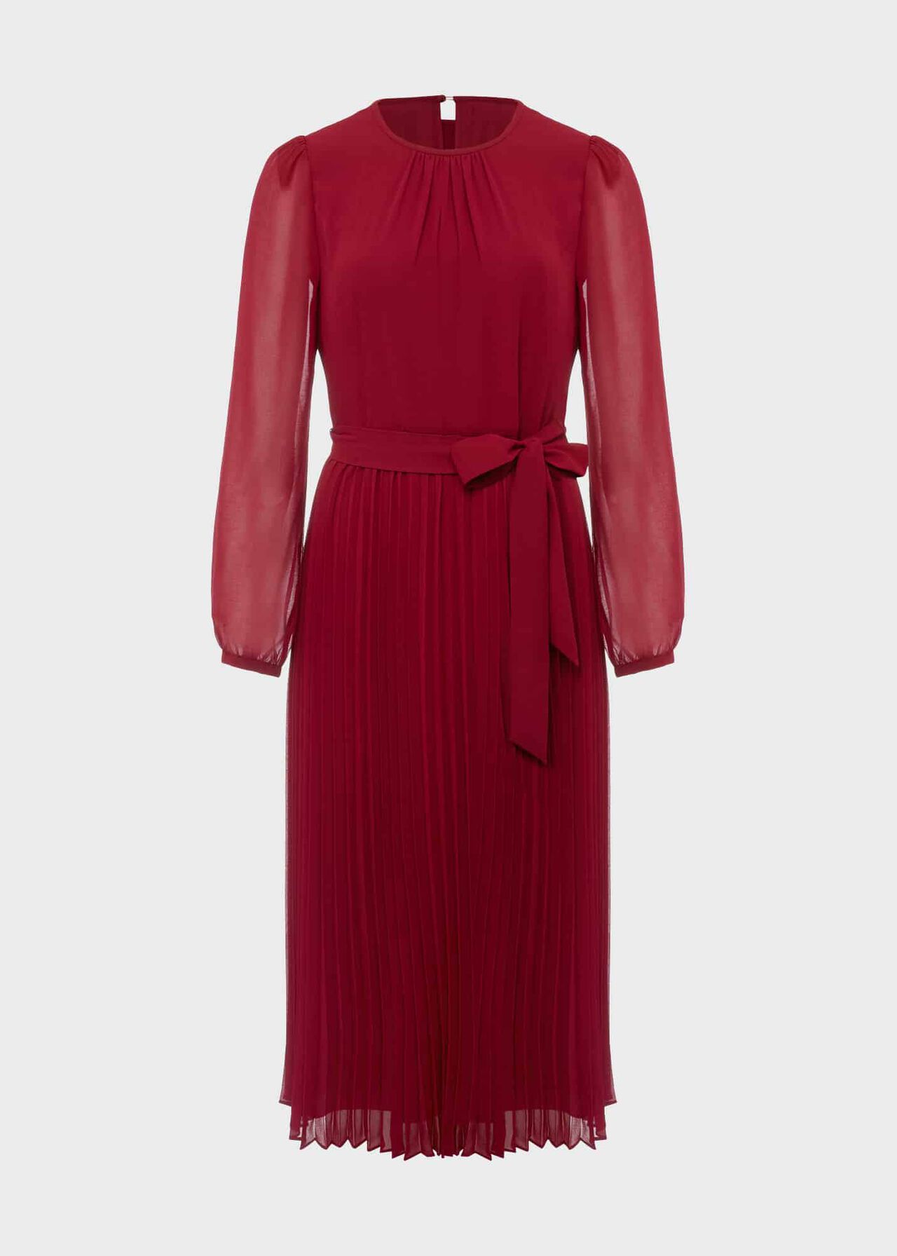Paulina Pleated Dress, Burgundy, hi-res