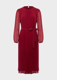 Paulina Pleated Dress, Burgundy, hi-res