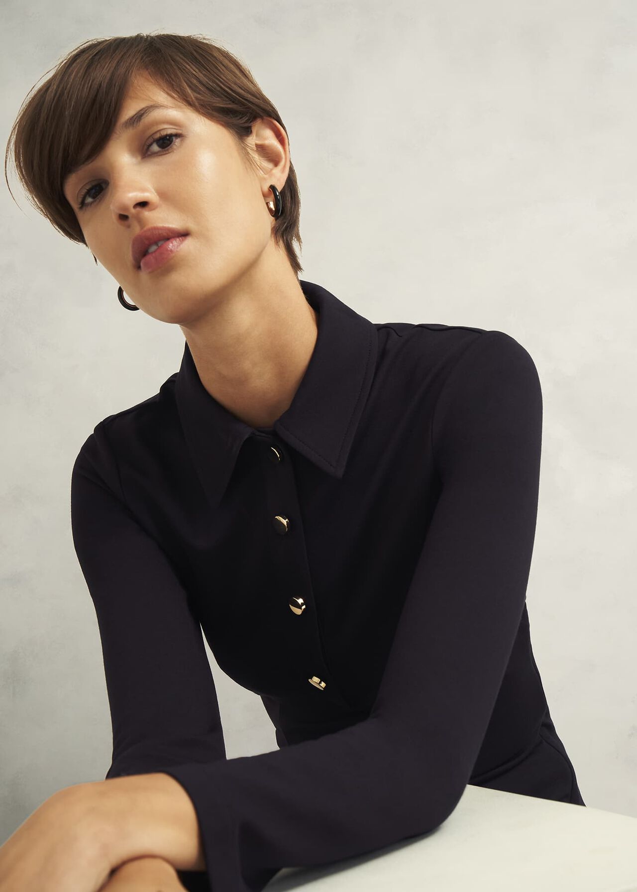 Scarlett Ponte Dress, Hobbs Navy, hi-res