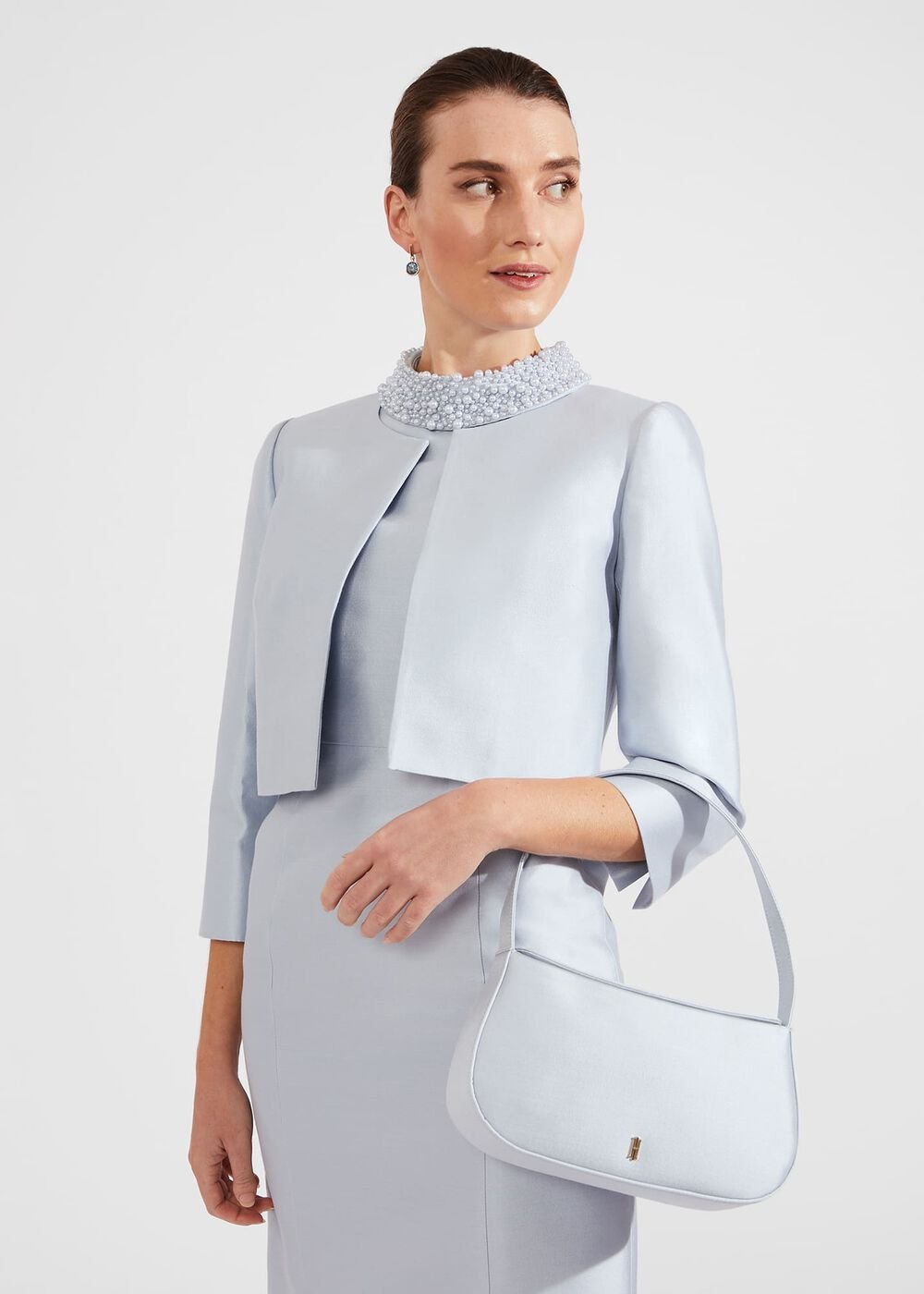 Paris Silk Blend Shoulder Bag, Pale Blue, hi-res