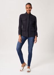 Nessa Linen Blend Jacket, Navy, hi-res