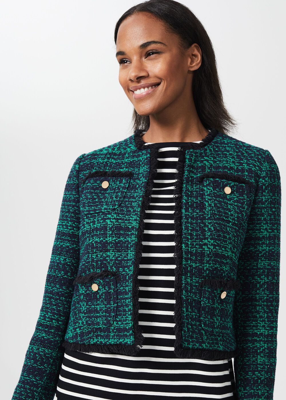 Rosa Tweed Jacket , Navy Apple Grn, hi-res