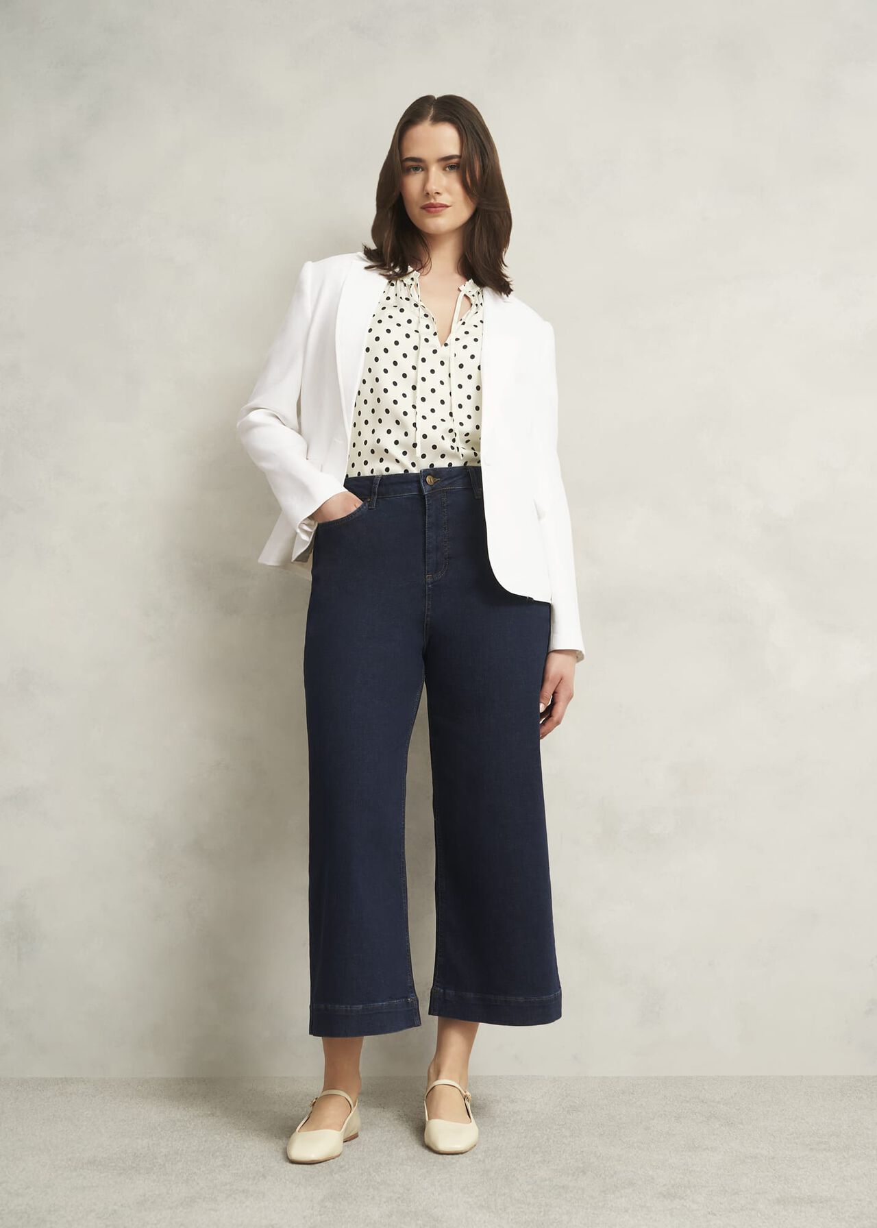 Adriel Blouse, Ivory Navy, hi-res