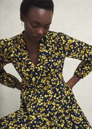 Petite Aurora Dress, Navy Yellow, hi-res
