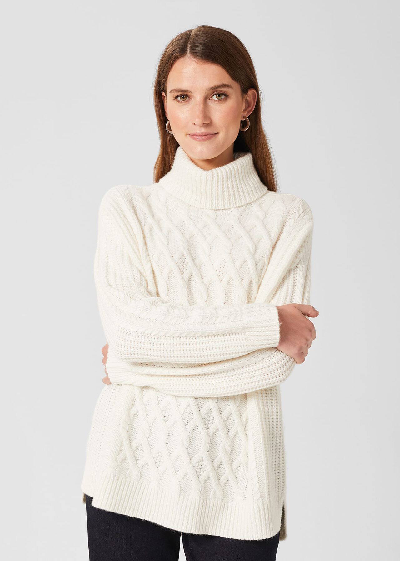 Emmeline Cable Sweater With Alpaca, Ivory, hi-res