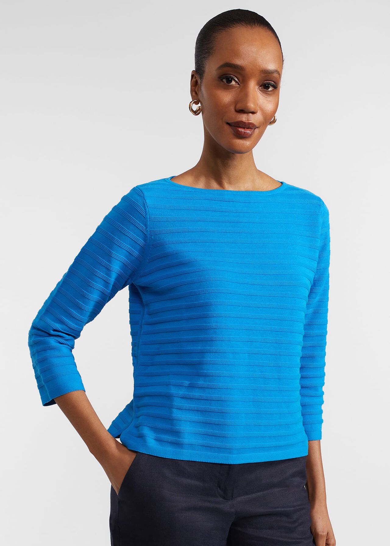 Nellie Cotton Jumper, Celadon Blue, hi-res