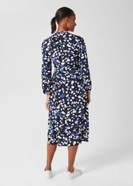 Petite Valeria Belted Dress, Navy Multi, hi-res