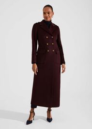 Bianca Maxi Wool Coat, Aubergine, hi-res