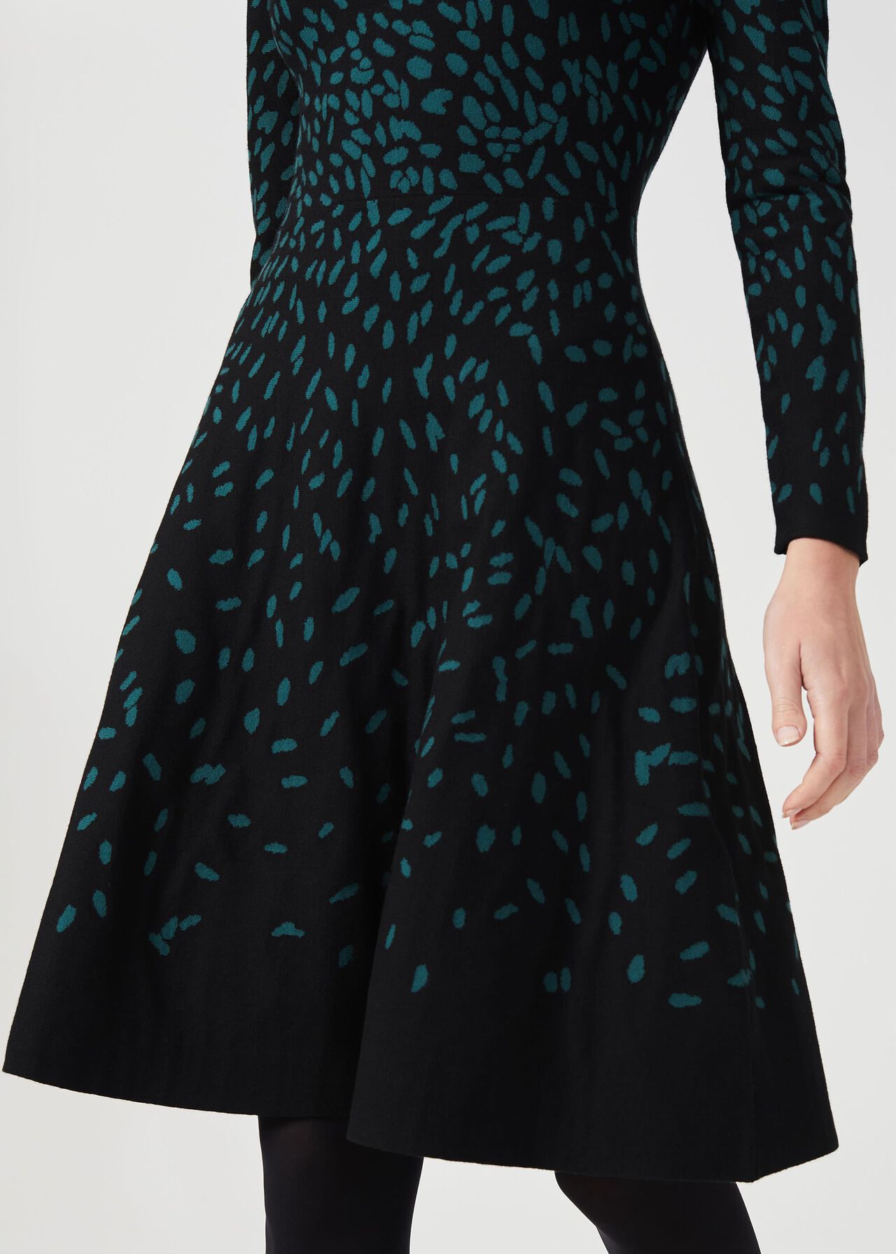 Jodie Knitted Dress, Black Green, hi-res