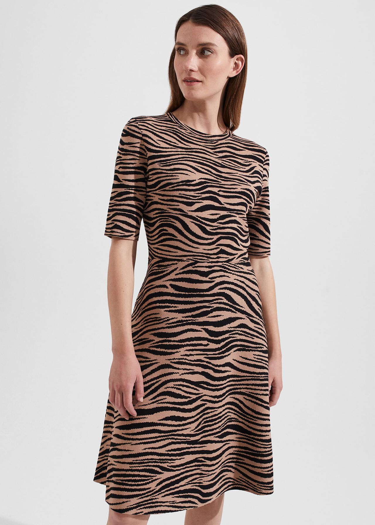 Madison Knitted Dress, Black Camel, hi-res