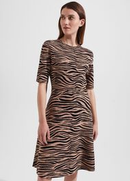 Madison Knitted Dress, Black Camel, hi-res