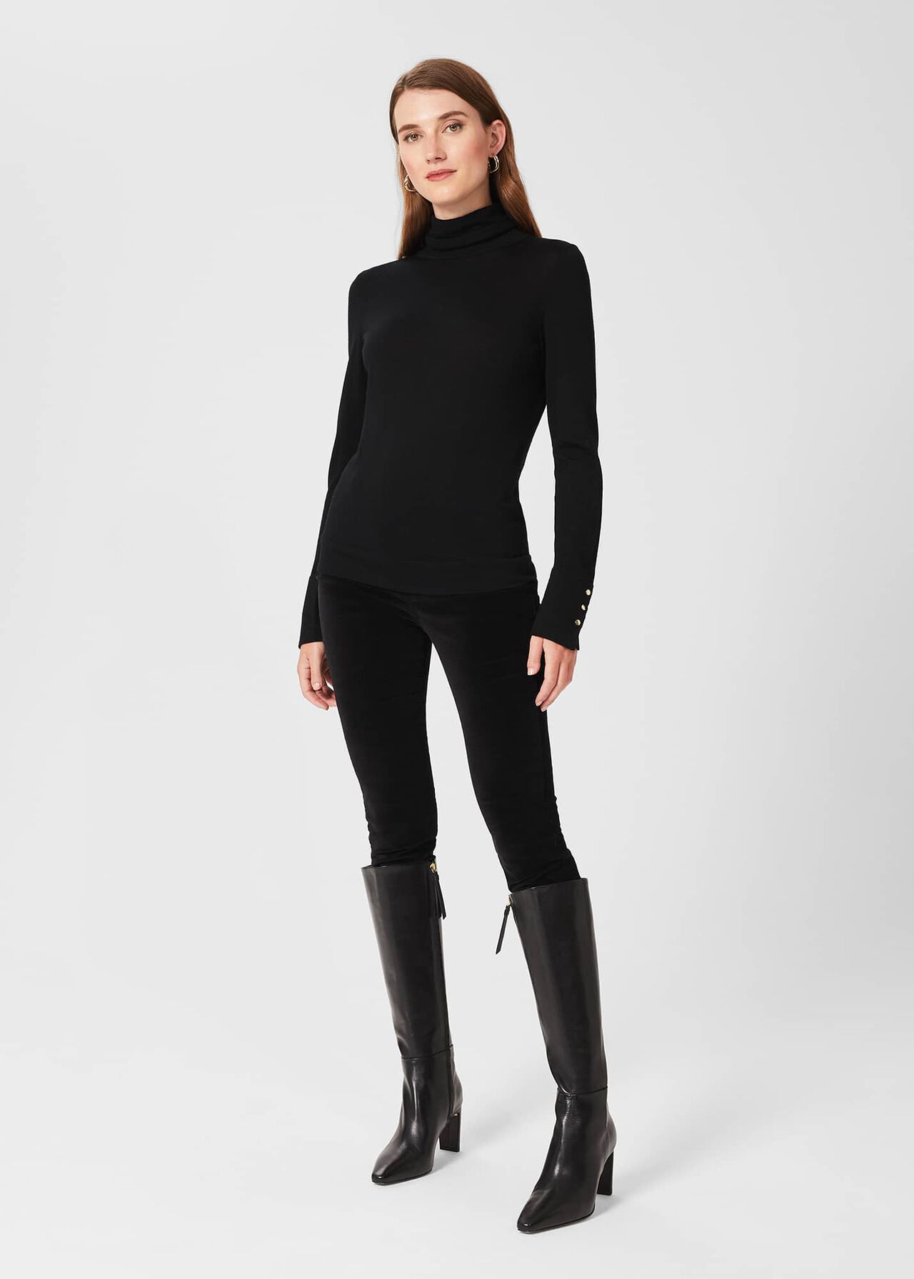 Alma Leather Knee Boots, Black, hi-res