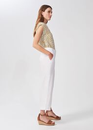 Nicole Linen Wide Leg Trousers, White, hi-res