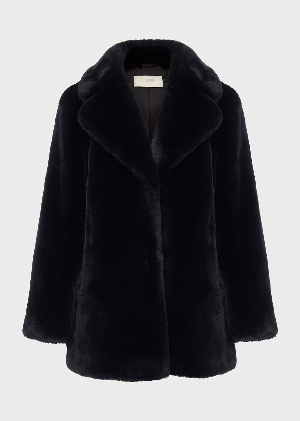 Briony Faux Fur Coat, Navy Blue, hi-res