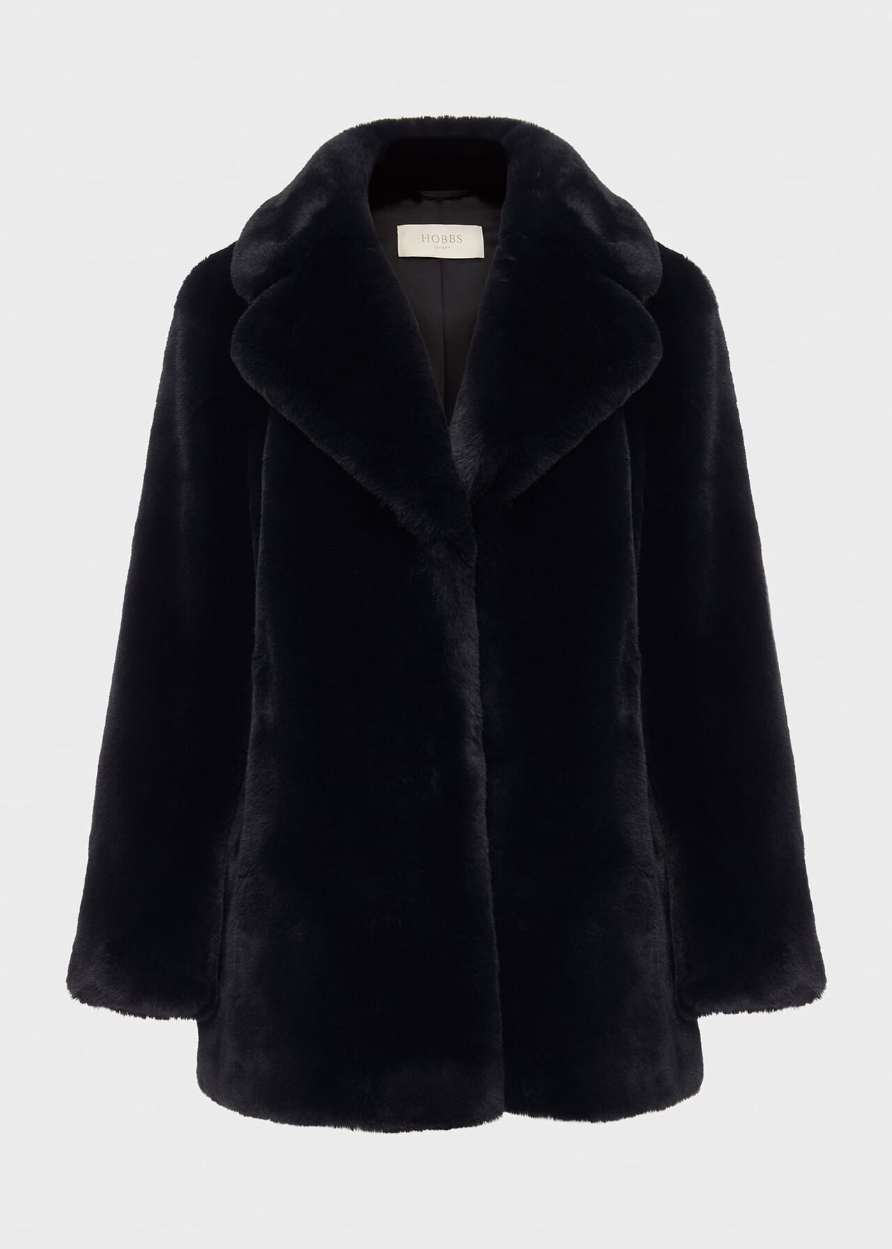 Briony Faux Fur Coat, Navy Blue, hi-res