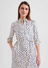 Cali Spot Shirt Dress, Ivory Deep Blue, hi-res