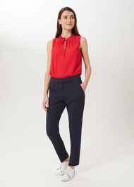 Leila Slim Trousers With Stretch, Navy, hi-res