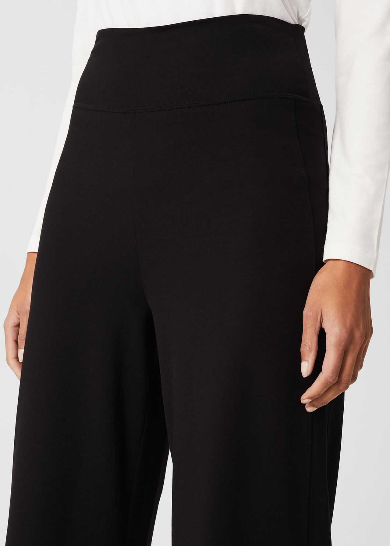 Dana Wide Leg Jersey Trousers, Black, hi-res