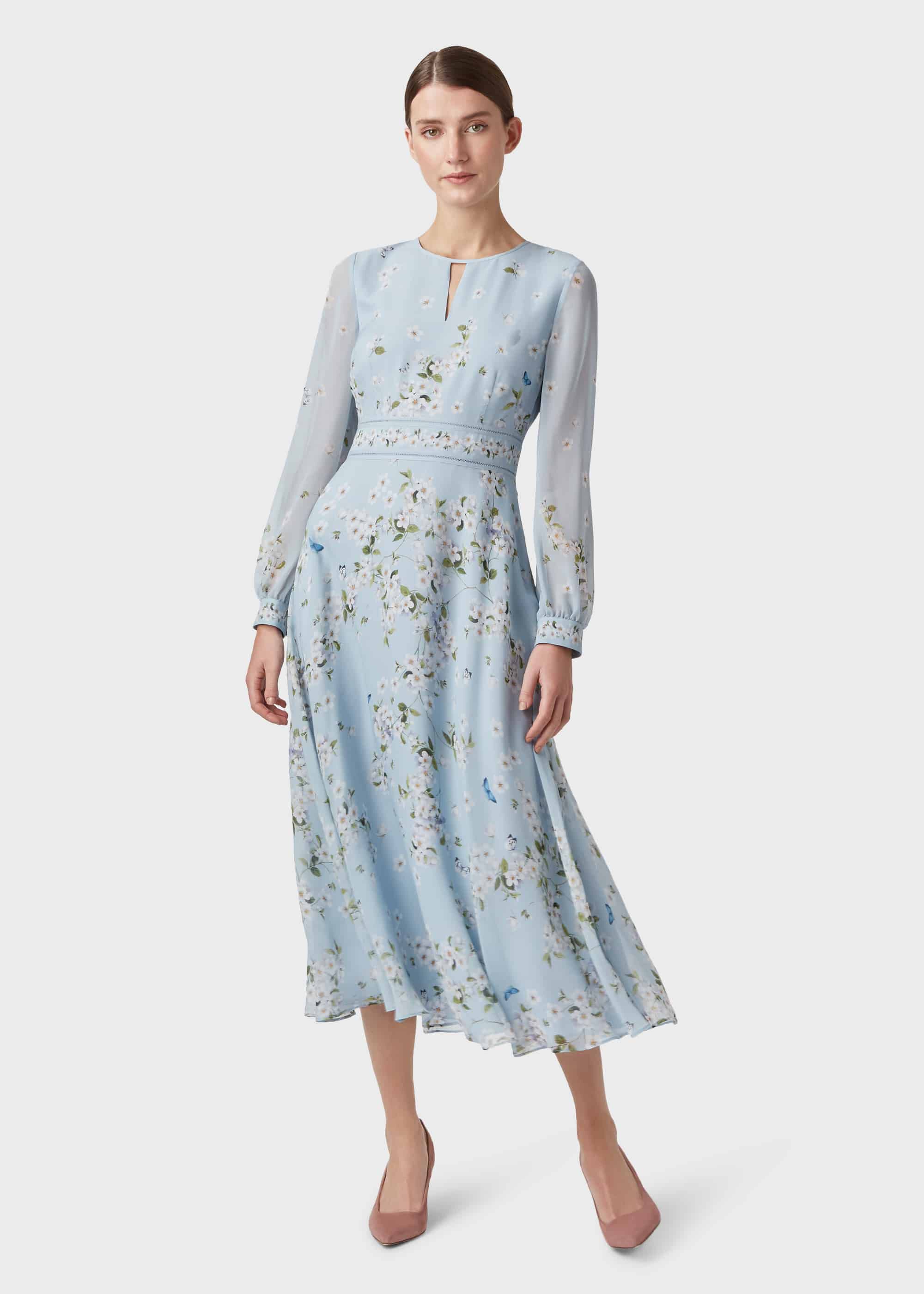 hobbs blue and white floral dress