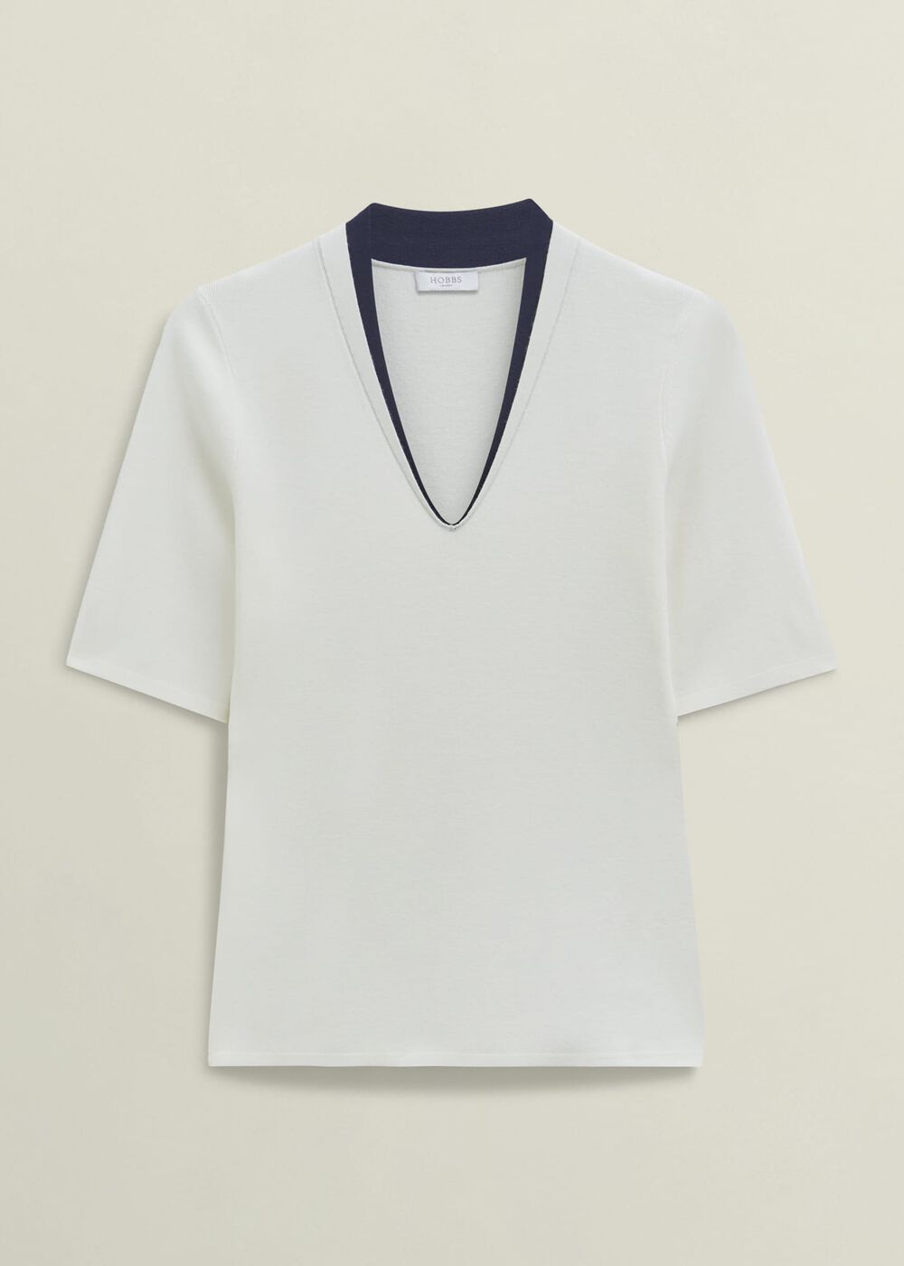Scarlett Knitted Top, Ivory Navy, hi-res