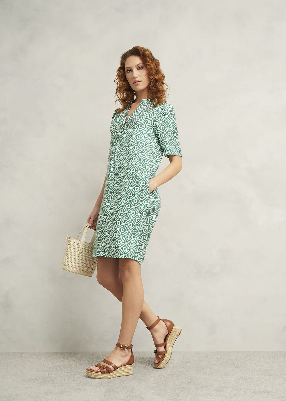 Lucille Dress, Green Ivory, hi-res