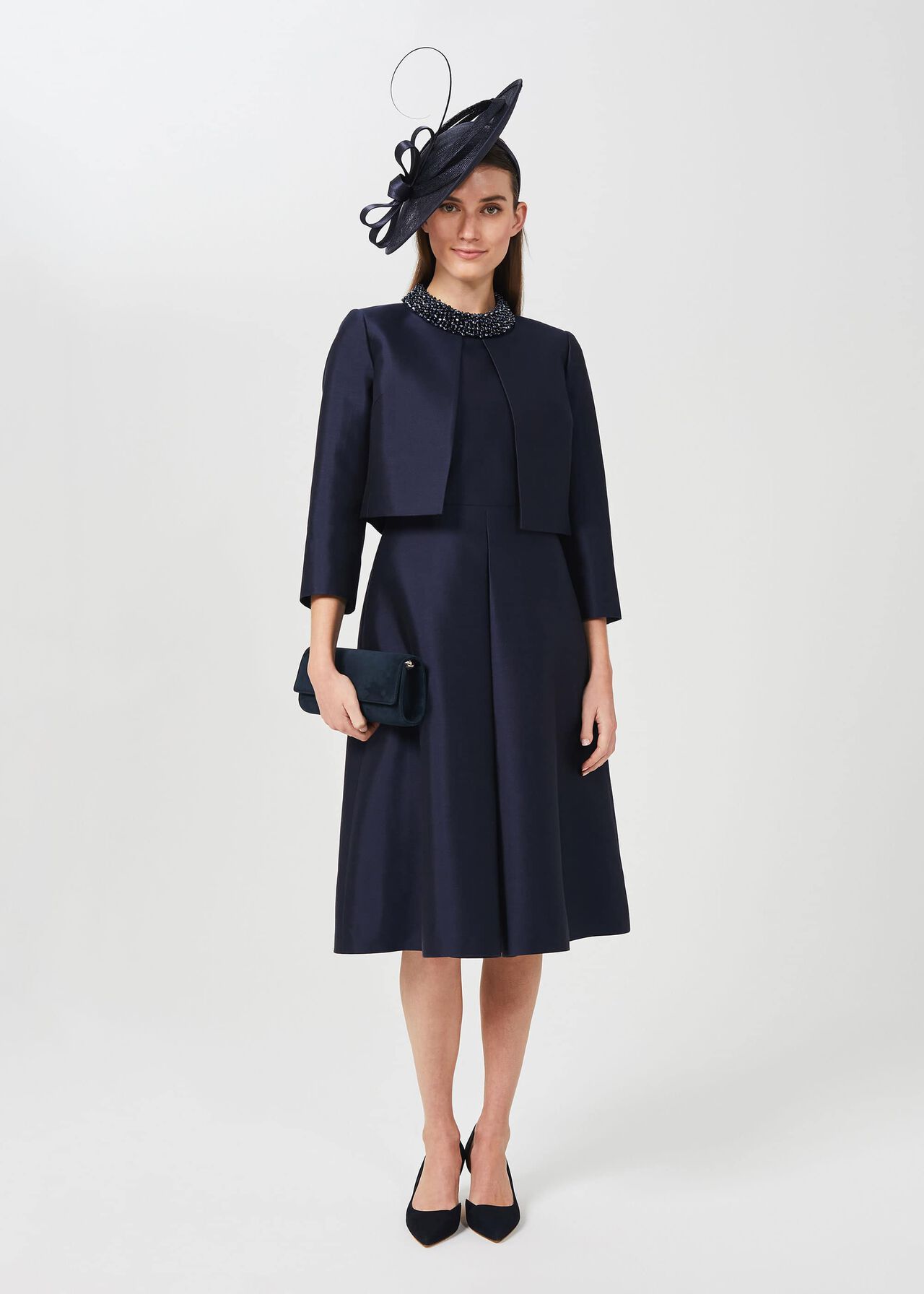 Christie Silk Wool Jacket, Navy, hi-res