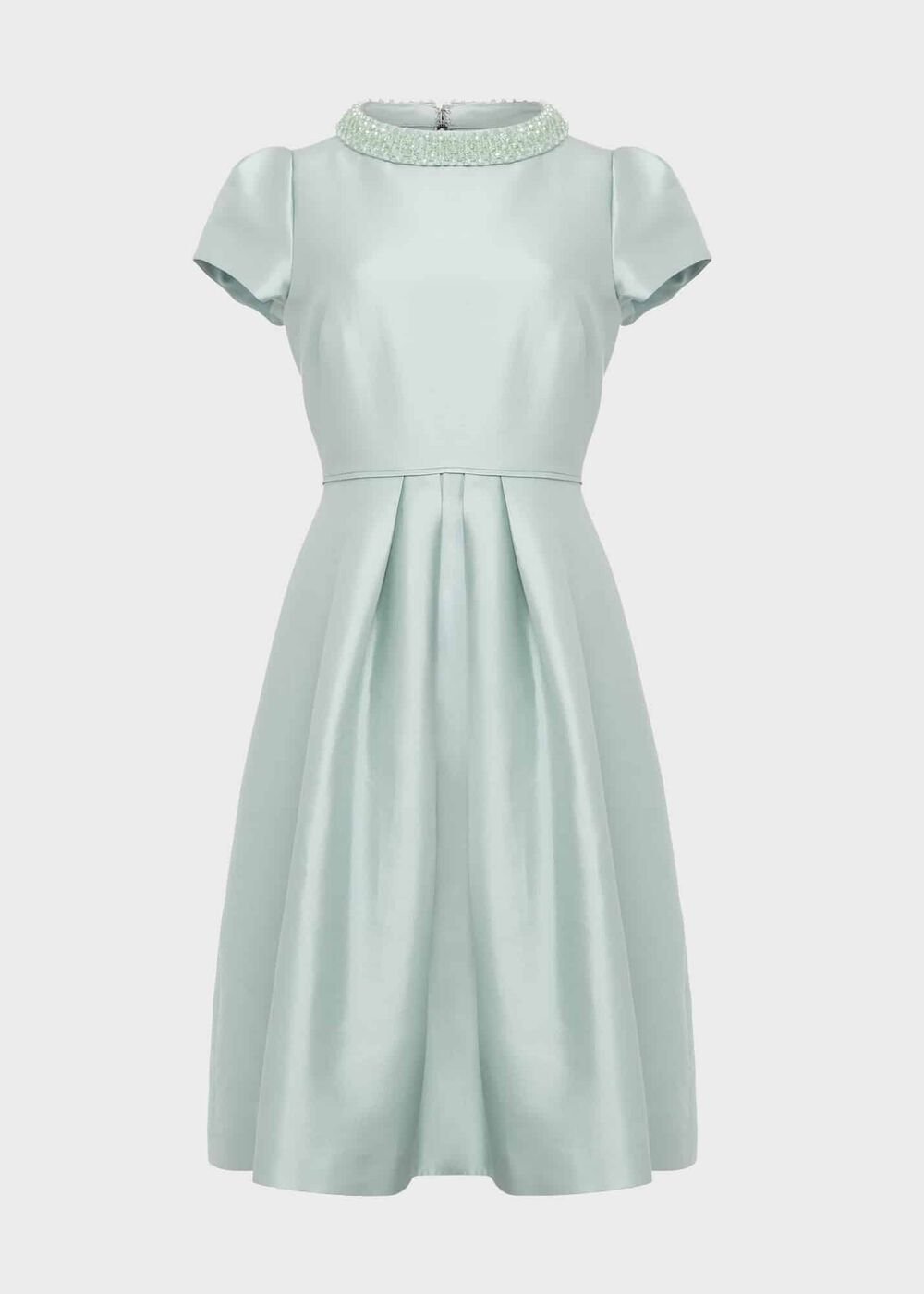 Jocelyn Silk Blend Fit And Flare Dress, Sage Green, hi-res