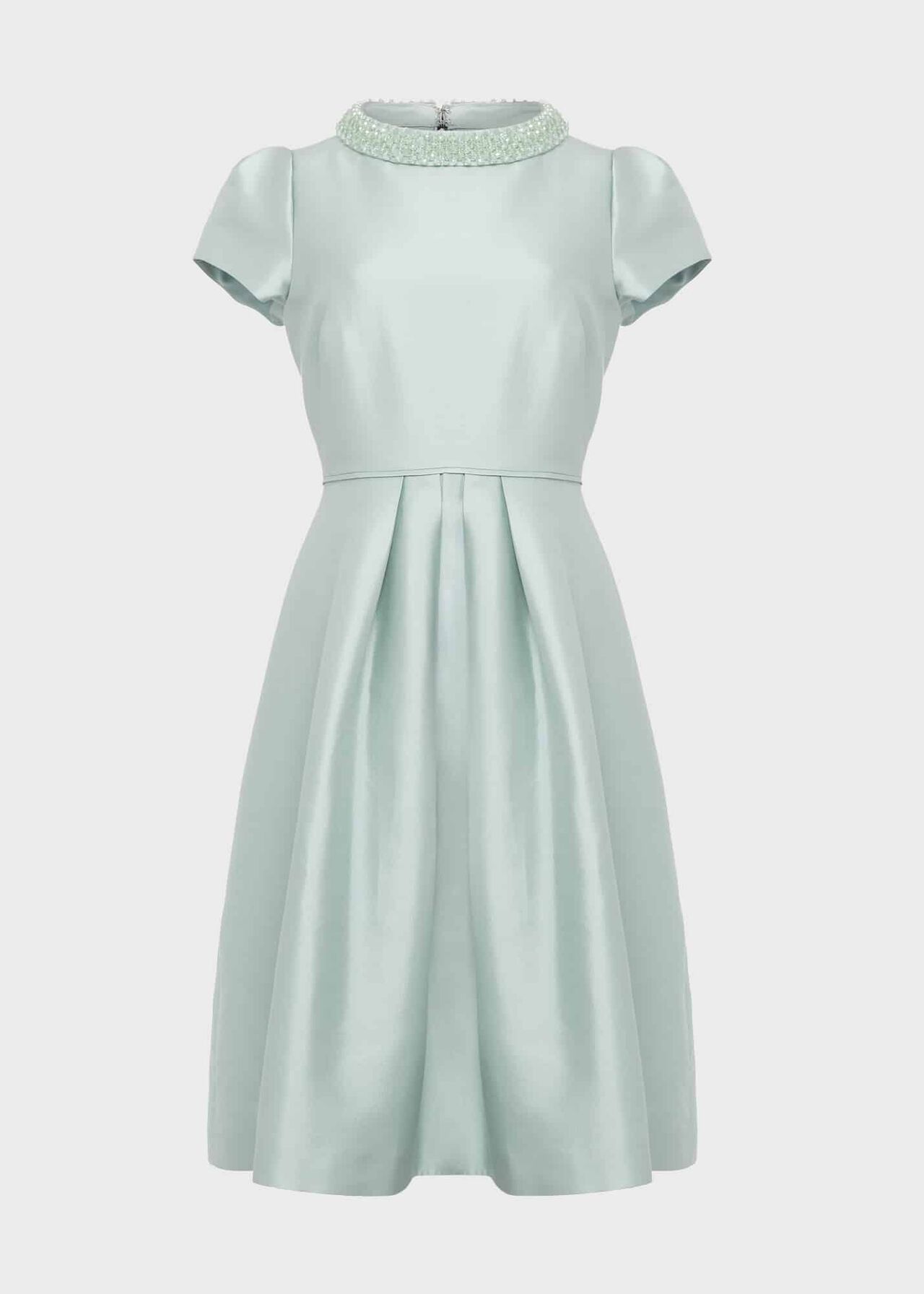 Jocelyn Silk Blend Fit And Flare Dress, Sage Green, hi-res