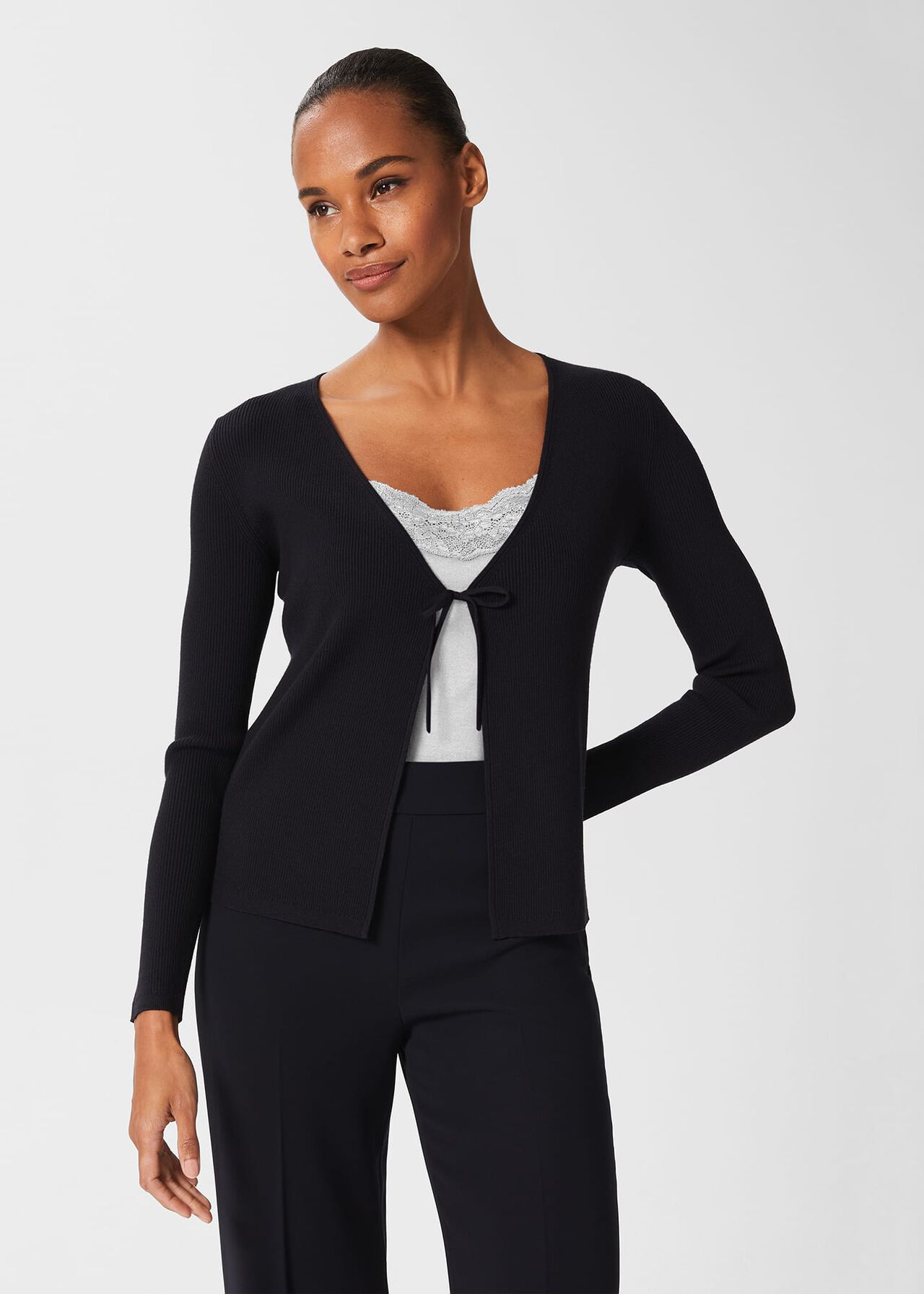 Kate Tie Cardigan, Navy, hi-res