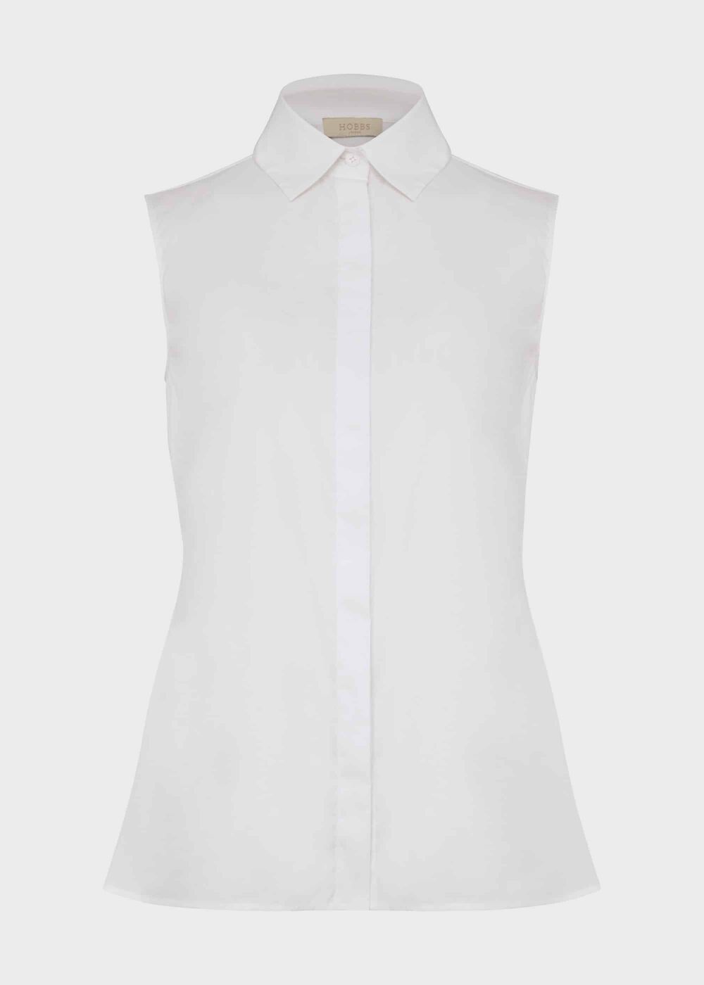 Sleeveless Vic Shirt, White, hi-res