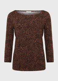 Sonya Printed Top, Brown Multi, hi-res