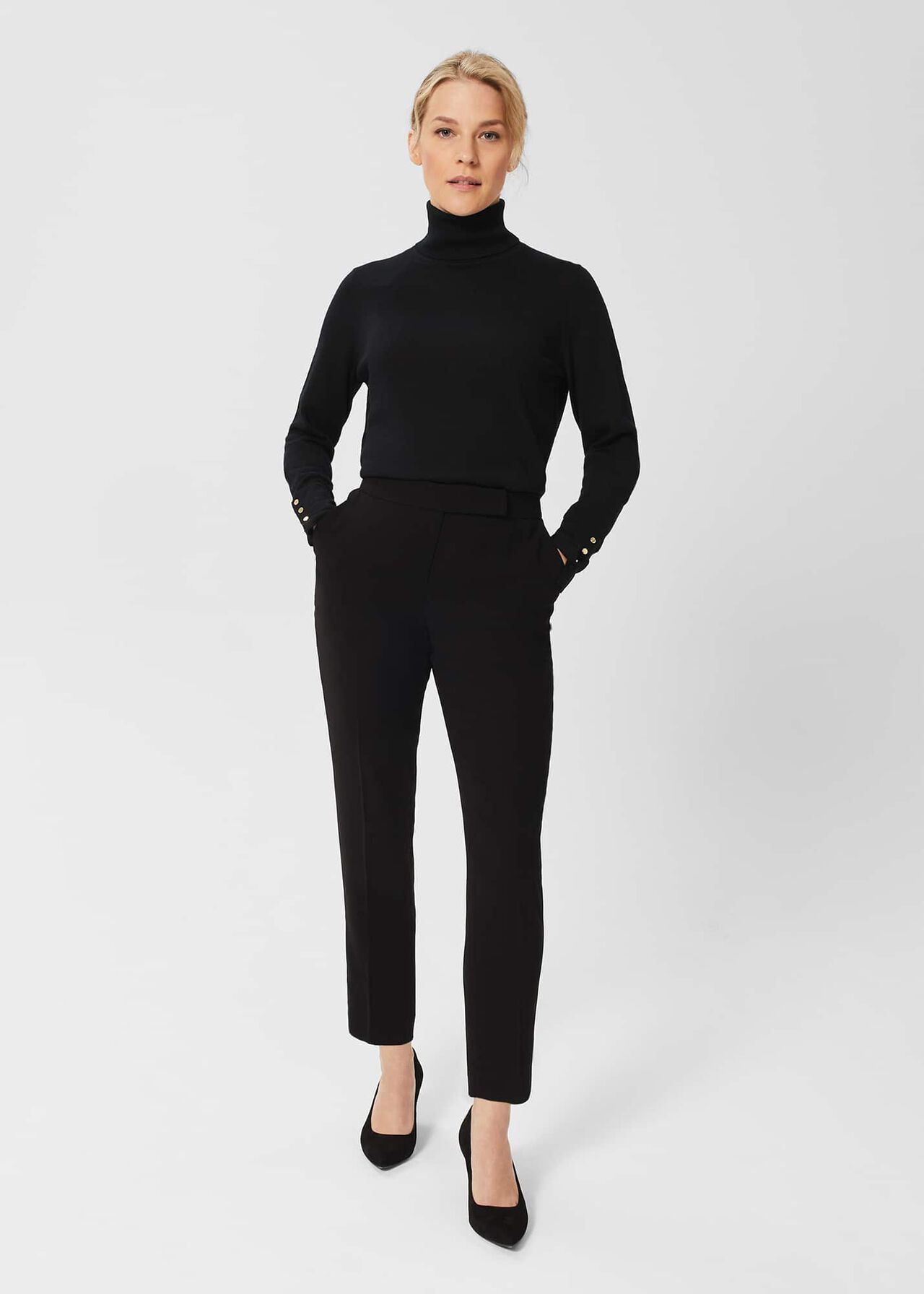 Petite Alva Tapered Trousers, Black, hi-res