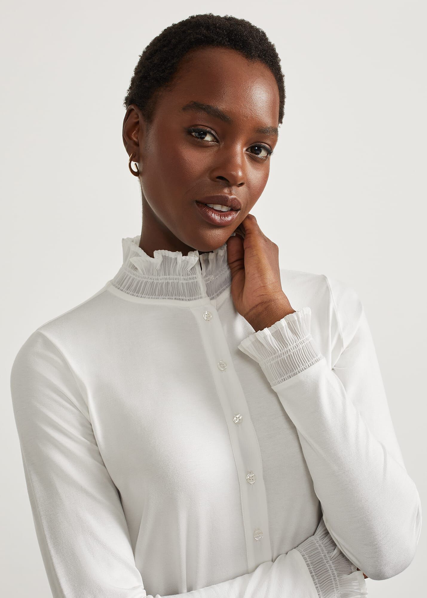 Ivory high on sale neck blouse