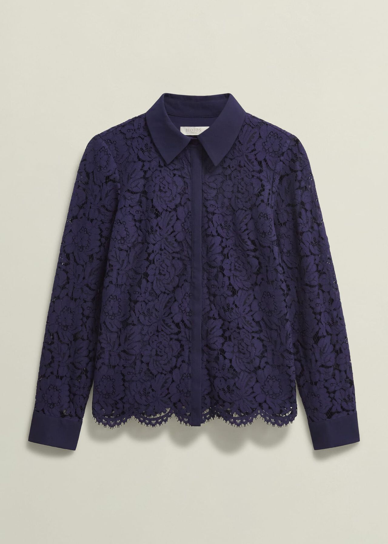 Claire Lace Shirt, Midnight Navy, hi-res