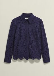Claire Lace Shirt, Midnight Navy, hi-res