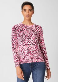 Pamela Cotton Jumper, Pink Multi, hi-res