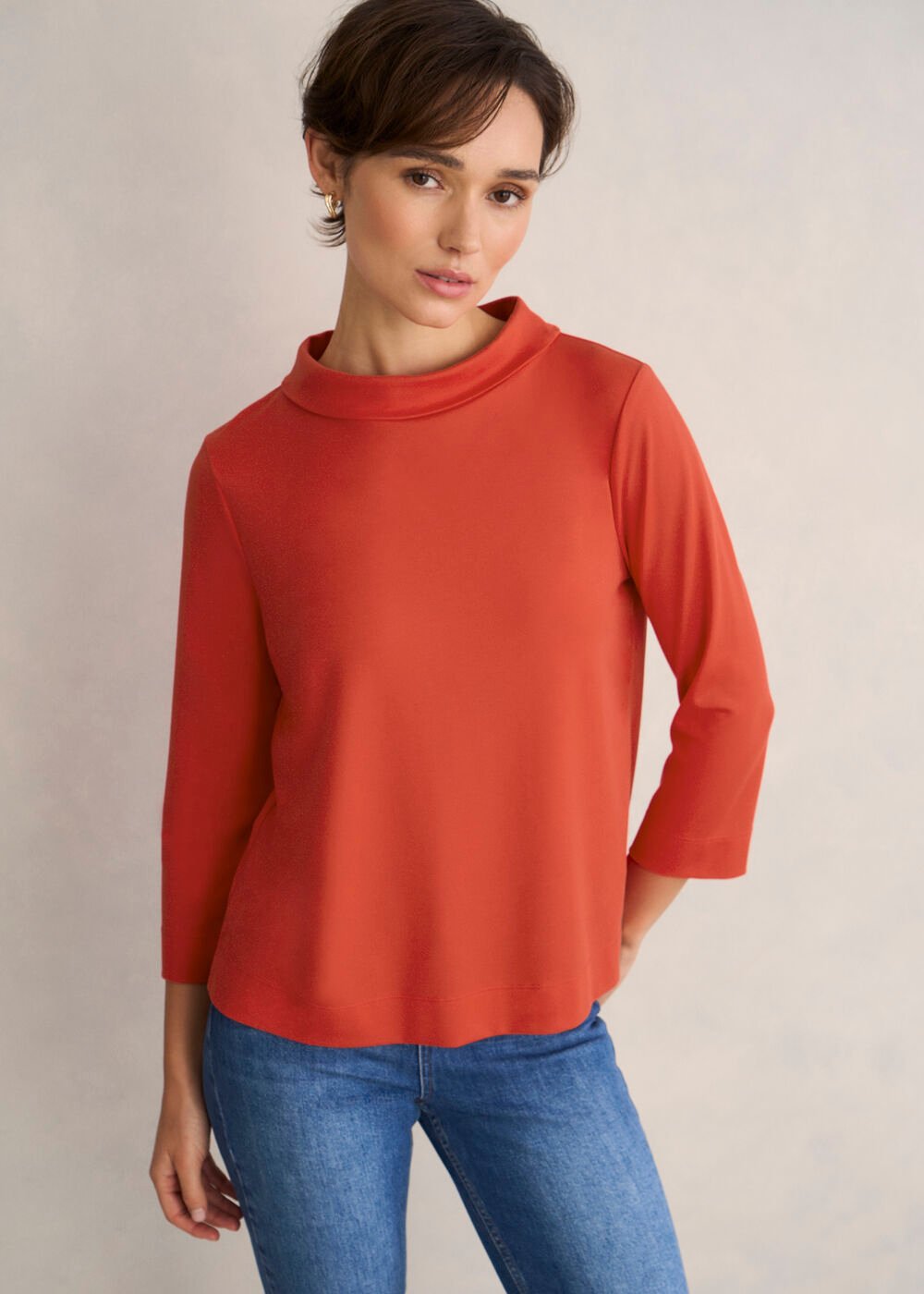 Catriona Roll Neck Top, Pepper Red, hi-res