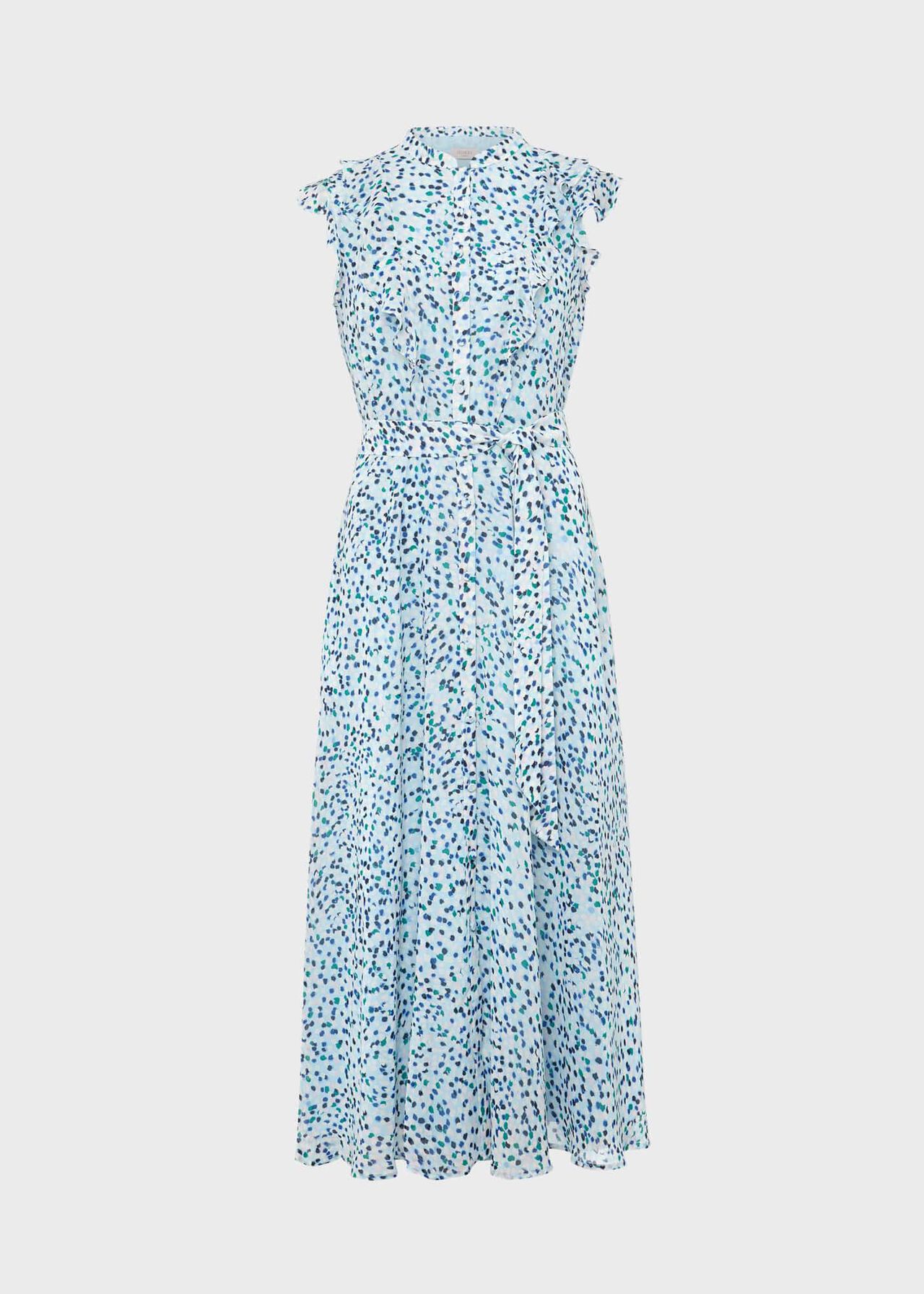Georgiana Printed Fit And Flare Dress, Blue Multi, hi-res