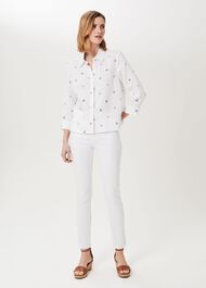 Nita Linen Shirt, White Navy, hi-res