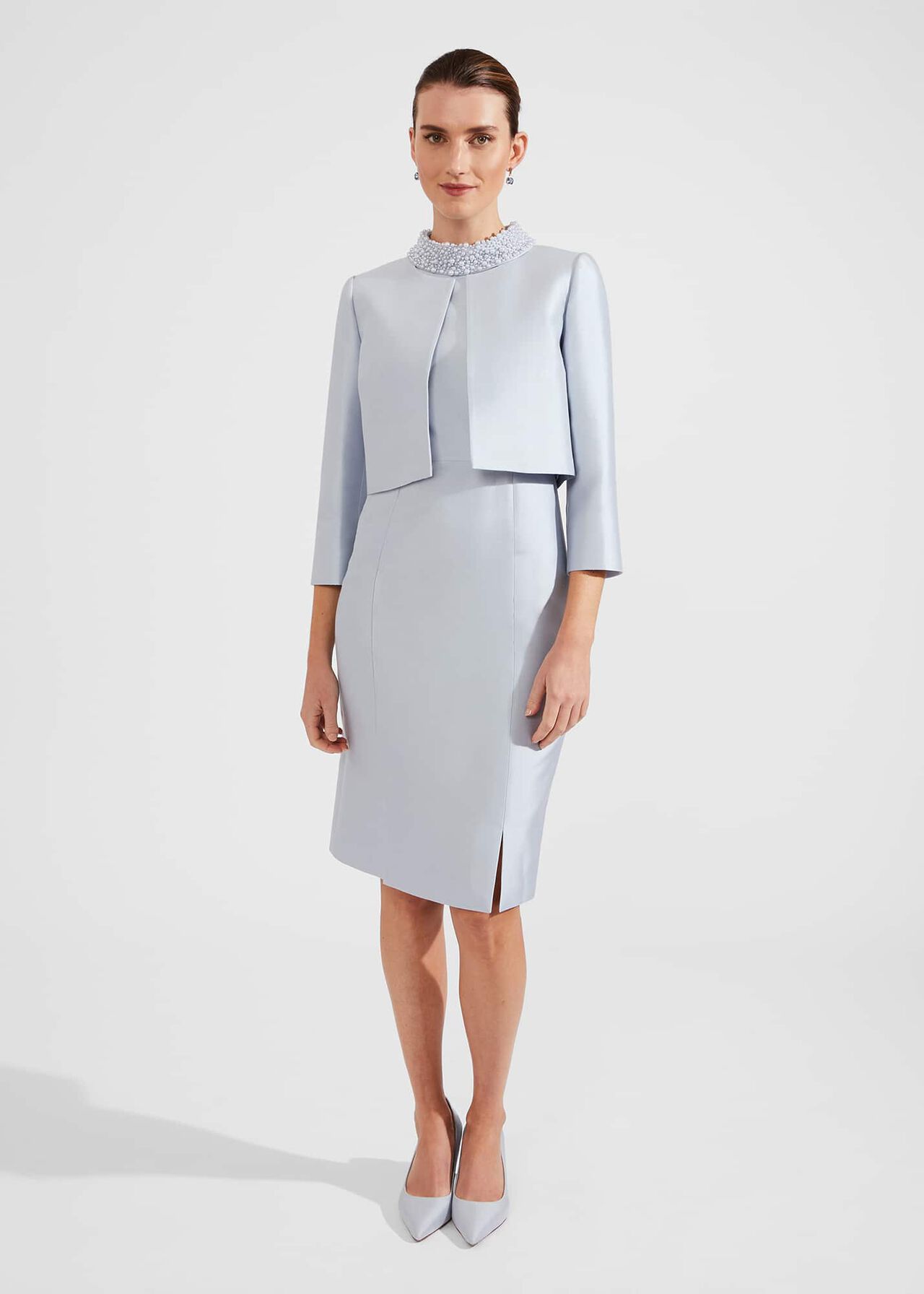 Katherine Silk Blend Dress, Pale Blue, hi-res