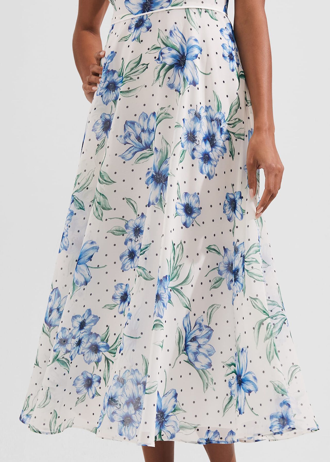 Carly Floral Midi Dress, Ivory Multi, hi-res