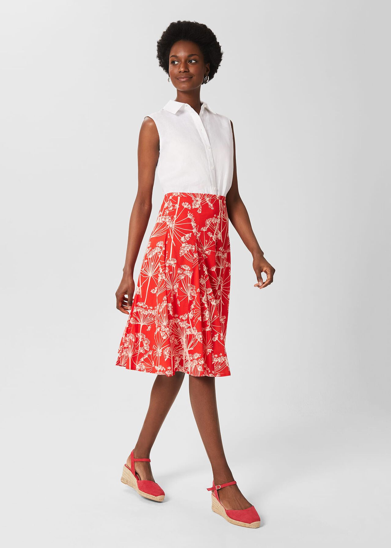 Melina Skirt, Coral Red Ivory, hi-res