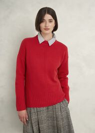 Dora Wool Cashmere Sweater, Vibrant Red, hi-res