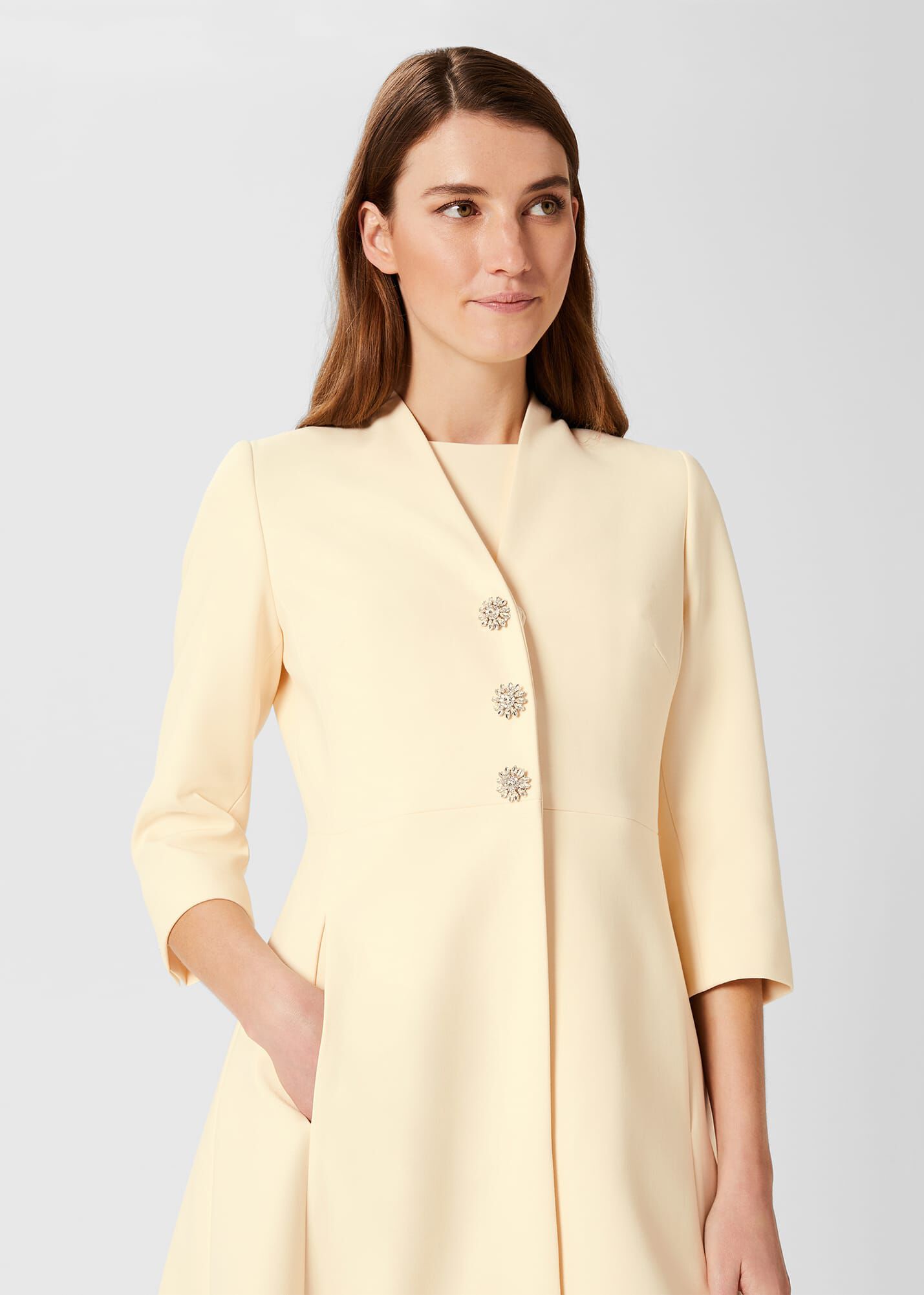 Yellow Womens Clothing Coats Long coats and winter coats Hobbs Synthetic Henrietta Coat in Pale Yellow 