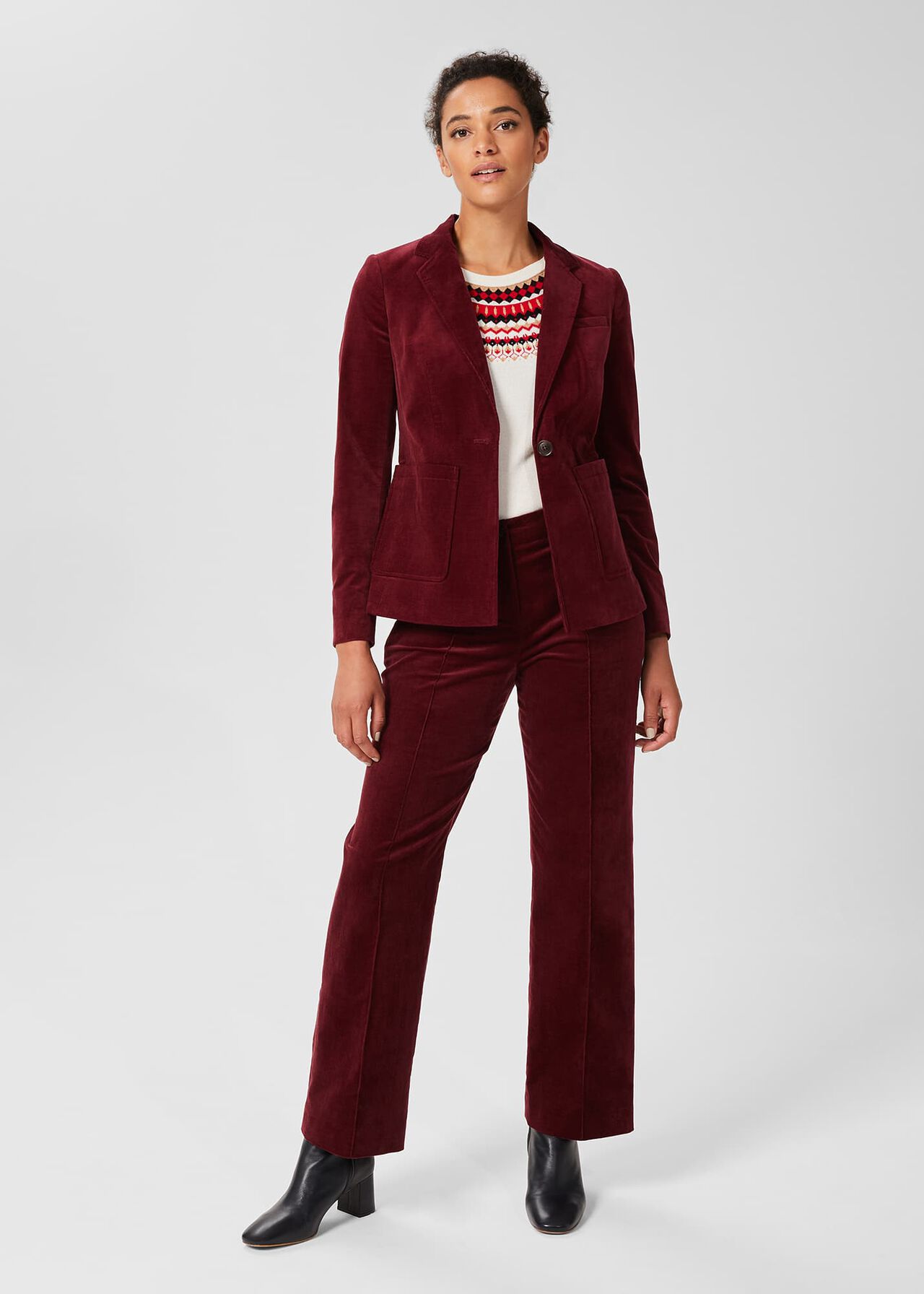 Kassandra Cord Trousers, Dark Red, hi-res