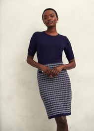 Audra Knitted Dress, Midnight Ivory, hi-res