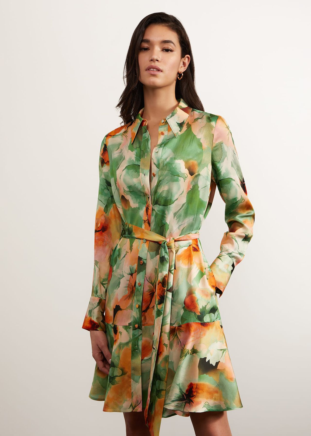 Ardleigh Shirt Dress, Green Orange, hi-res