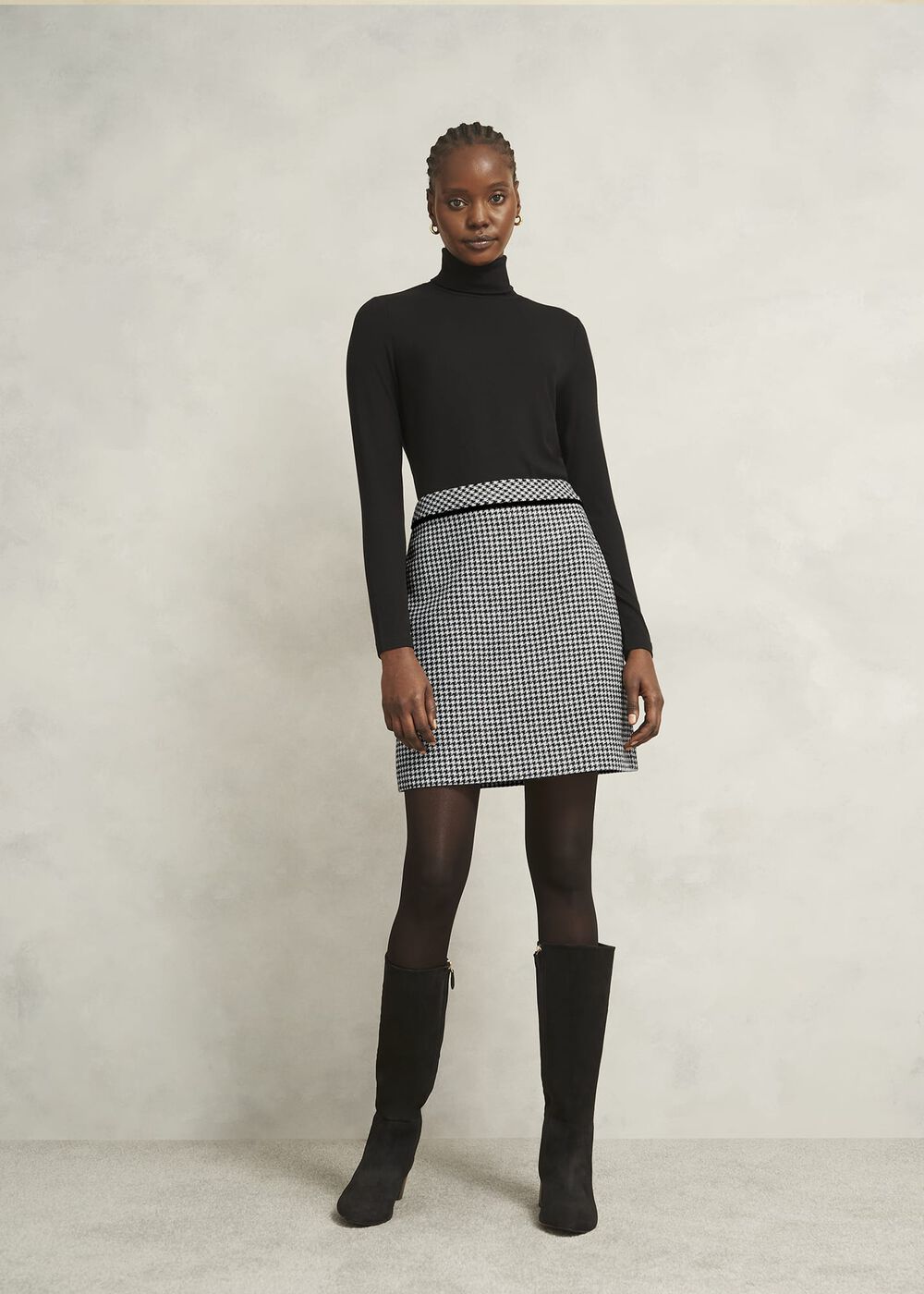 Dolly Wool Skirt, Black White, hi-res